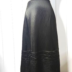 Eileen Fisher silk linen green tiered Fairy Fantasy flowy A-line maxi skirt